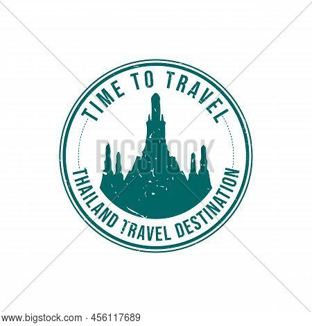 Grunge Rubber Stamp With The Text Thailand Travel Destination Written Inside The Stamp. Time To Trav