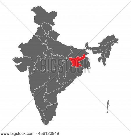 India Map Graphic, Travel Geography Icon, Indian Region Jharkhand, Vector Illustration .