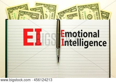 Ei Emotional Intelligence Symbol. Concept Words Ei Emotional Intelligence On White Note. Metallic Pe
