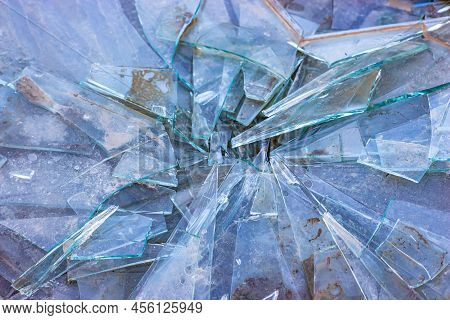 Broken Glass On The Ground, Dirty Shards Of Glass