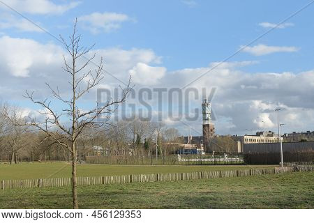 Hasselt, Limburg - Belgium 26-03-2021. Urban Winter Landscape In European Climate. City Buildings An
