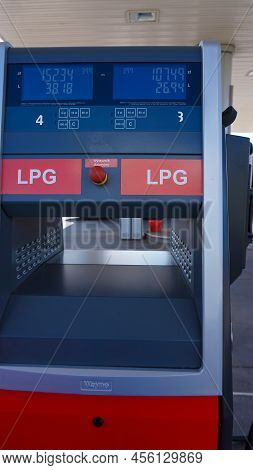 Lpg Station, Liquefied Petroleum Gas Pump Close Up