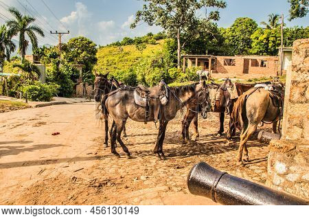 Trinidad, Cuba - July 15 2018 :a Former Spanish Colonial Town Still In The 18th Century With Cobble 