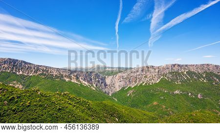 Mountain Massif Of The “gorropu” Canyon, Sardinia. Mountain Landscapes.