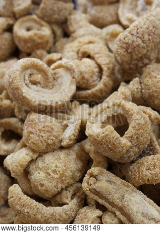 Iberian Torreznos, Spanish Pork Rinds. Displayed At Street Market Stall