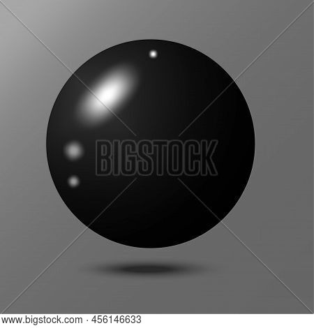 Black 3d Ball In Realistic Style. 3d Vector Icon. Vector Illustration. Stock Image.
