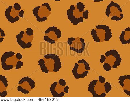 Vector Seamless Black And White Pattern Of Leopard Skin On An Isolated White Background. Animal Stoc