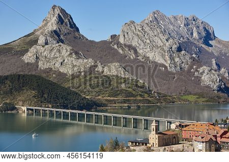 Picturesque Mountain And Reservoir Landscape In Spain. Riano. Castilla Leon
