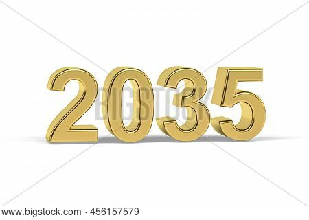 Golden 3d Number 2035 - Year 2035 Isolated On White Background - 3d Render