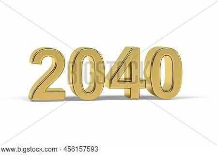 Golden 3d Number 2040 - Year 2040 Isolated On White Background - 3d Render