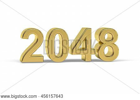 Golden 3d Number 2048 - Year 2048 Isolated On White Background - 3d Render