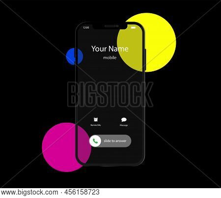 Phone Screen And Application. Smartphone And Call Interface. Call Display. Phone Illustration, Incom
