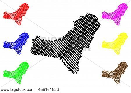 El Hierro Island (kingdom Of Spain, Canary Islands) Map Vector Illustration, Scribble Sketch Isla De