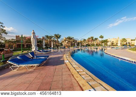 Marsa Alam, Red Sea, Egypt - Nov 3, 2018: Swimming Pool Of The Club Calimera Akassia Swiss Resort, H
