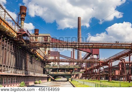 Essen, Germany - May 09, 2022: Pipes And Chimneys Of The Kokerei In The Zollverein In Essen, Germany