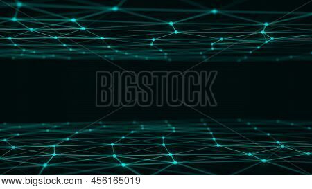 Network Connection Technology. Abstract Dark Background With Points And Lines. Digital Futuristic Ba