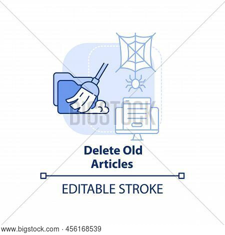 Delete Old Articles Light Blue Concept Icon. Search Engine Optimization Principle Abstract Idea Thin