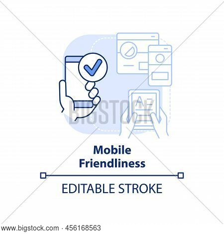 Mobile Friendliness Light Blue Concept Icon. Website Version. Seo Ranking Factor Abstract Idea Thin 