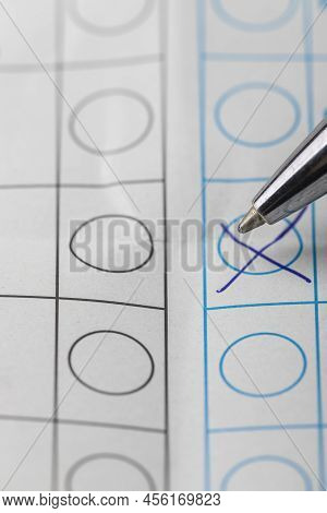 Overview Of Pen Over An Election Sheet