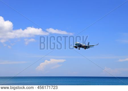 Puket Thailand - May 2022: Airliner Or Passenger Plane Indigo Airbus A320 Neo Landing To Airport Nex