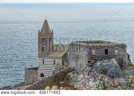 Medieval Church Of Saint Peter (san Pietro, V-xiii Century) In Romanesque Gothic Style. Portovenere 