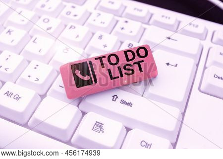 Text Showing Inspiration To Do List. Concept Meaning A Structure That Usualy Made In Paper Contining