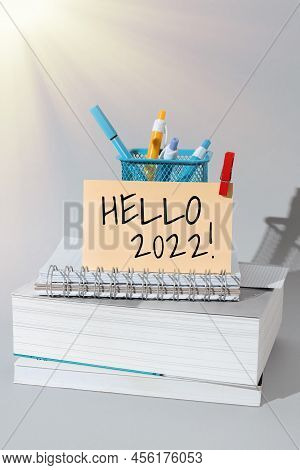 Conceptual Display Hello 2022. Conceptual Photo Hoping For A Greatness To Happen For The Coming New 