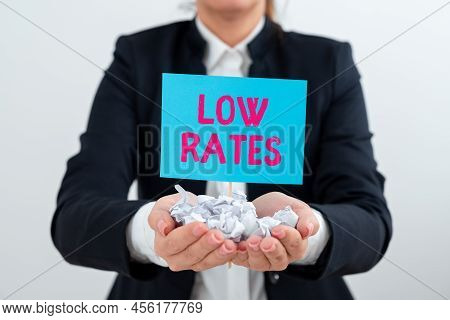 Text Caption Presenting Low Rates. Business Concept A Cost Of An Item Or Service Which Is Usualy At 