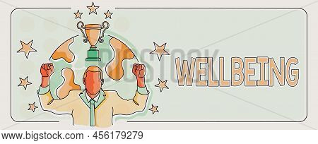 Writing Displaying Text Wellbeing. Word Written On A Good Or Satisfactory Condition Of Existence Inc