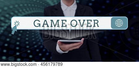 Text Caption Presenting Game Over. Business Idea A Situation In A Particular Sport That Reach His Fi
