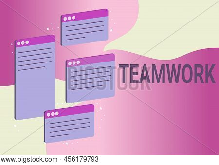 Writing Displaying Text Teamwork. Conceptual Photo Group Of Showing Who Work Together As One And Wit