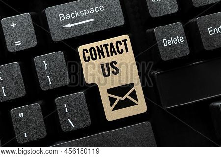 Text Showing Inspiration Contact Us. Business Idea Group Of Person That Rendering Costumer Service T