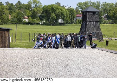 Majdanek; Lublin; Poland - May 25, 2022: A Group Of Jewish Tourists In The Majdanek Nazi Concentrati
