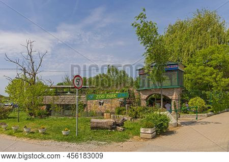 Indjija, Serbia - May 08, 2022: Entrance To Small Zoo Park Koki Green Oasis For Animals.