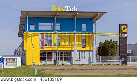 Indjija, Serbia - May 08, 2022: Gas Teh Production Equipment Engineering Company Modern Factory Buil