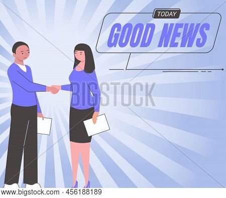 Handwriting Text Good News. Business Approach Someone Or Something Positive, Encouraging, Uplifting,