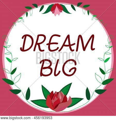 Text Caption Presenting Dream Big. Business Overview To Think Of Something High Value That You Want 