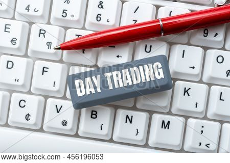 Conceptual Display Day Trading. Business Showcase Securities Specifically Buying And Selling Financi