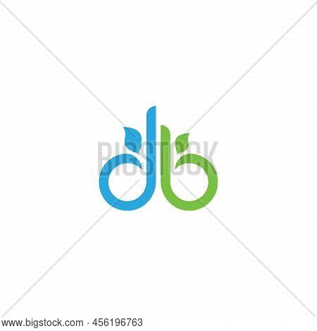 Abstract Initial Letter D And B Logo In Blue And Green Color Isolated In White Background Applied Fo