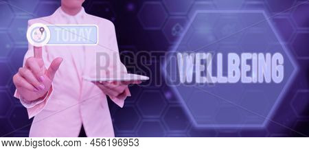 Inspiration Showing Sign Wellbeing. Business Showcase A Good Or Satisfactory Condition Of Existence 