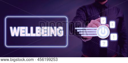 Inspiration Showing Sign Wellbeing. Business Idea A Good Or Satisfactory Condition Of Existence Incl