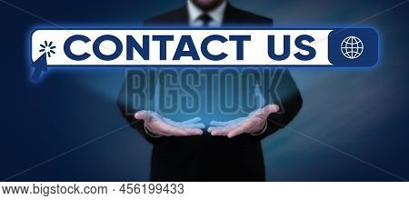Text Showing Inspiration Contact Us. Business Showcase Group Of Person That Rendering Costumer Servi