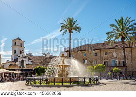 Merida,spain - May 25,2022 - View At The Espana Place In Merida. Merida Is A City And Municipality O