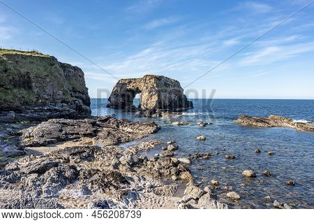 Aerial View Of The Great Pollet Sea Arch, Fanad Peninsula, County Donegal, Ireland