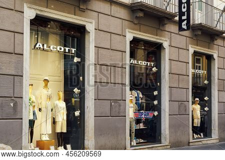 Naples, Italy - June 03 2022: Top Gun Maverick Movie T-shirt Clothing With Logo At Exterior Window S