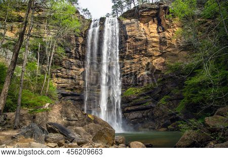 Flowing Toccoa Falls In Toccoa Falls, Georgia.