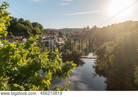 View At The Monastery Sao Goncalo With Old Bridge And River Tamega In Amarante. Amarante Is Situated