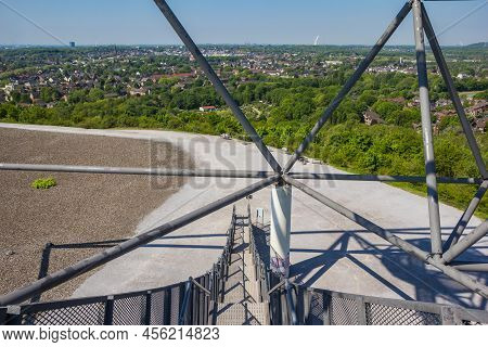 Bottrop, Germany - May 09, 2022: Stairs Of The Tetrahedron Overlooking The Landscape In Bottrop, Ger