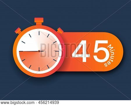 Stopwatch Icon 45 Minutes. Time Management And Setting Deadlines. Icons For Website, Notification Or