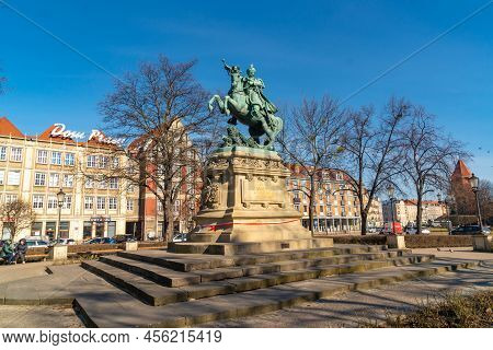 Gdansk, Poland - 11 March, 2022: Monument Of King Jan Iii Sobieski